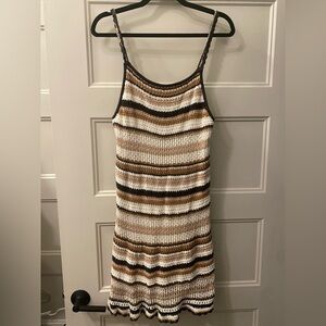 American Eagle Cutie Striped Crochet/Knit Dress~ Cream/Brown/Black~ Size Medium